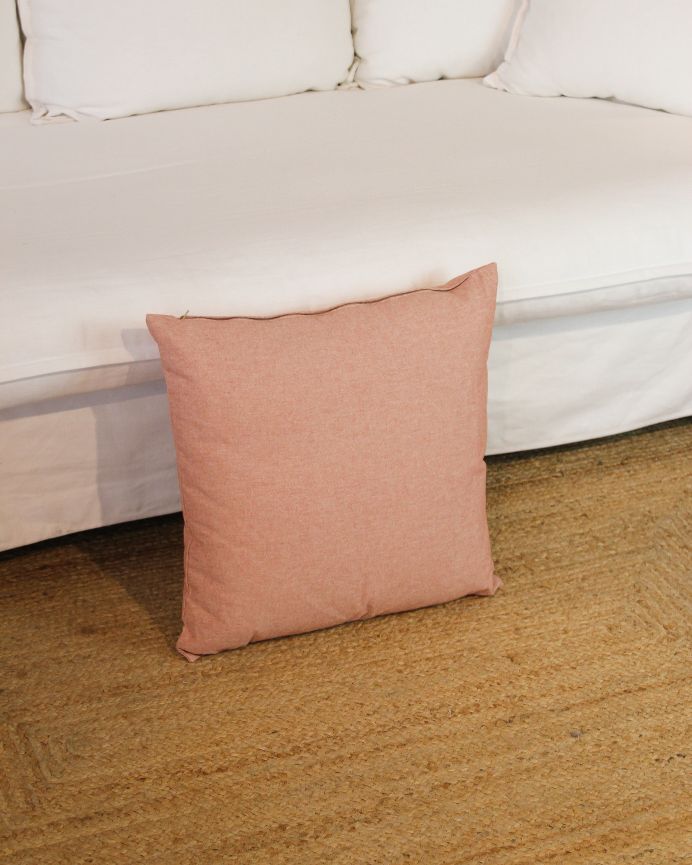 Funda de cojín lisa color rosa - rojizo 50x50cm de algodón