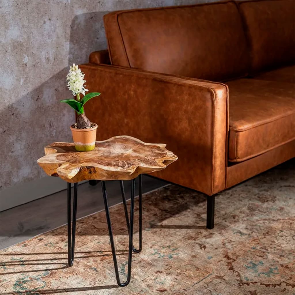Mesa auxiliar de madera natural