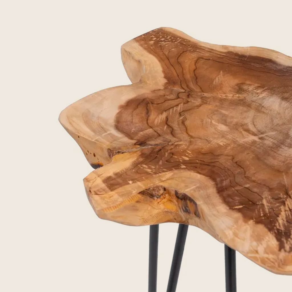 Mesa auxiliar de madera natural