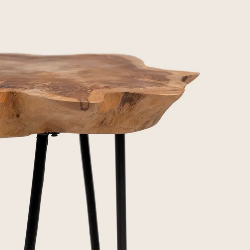 Mesa auxiliar de madera natural