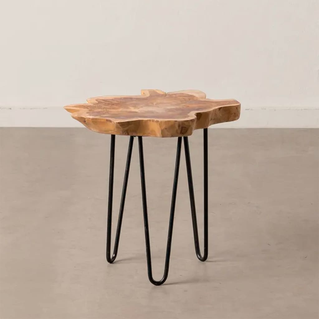 Mesa auxiliar de madera natural