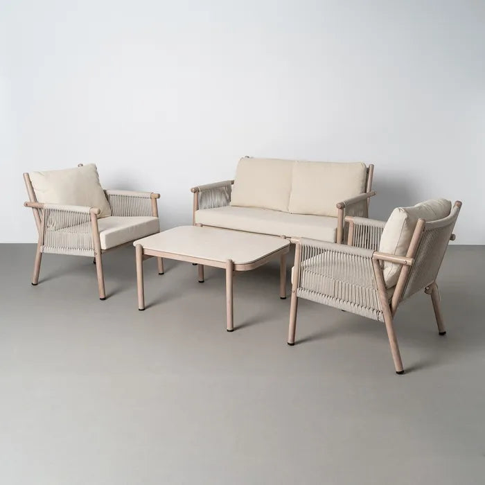 Conjunto de Jardín de Exterior Acero y Ratán Salina