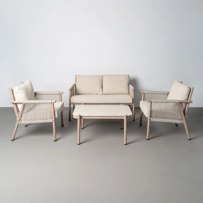 Conjunto de Jardín de Exterior Acero y Ratán Salina