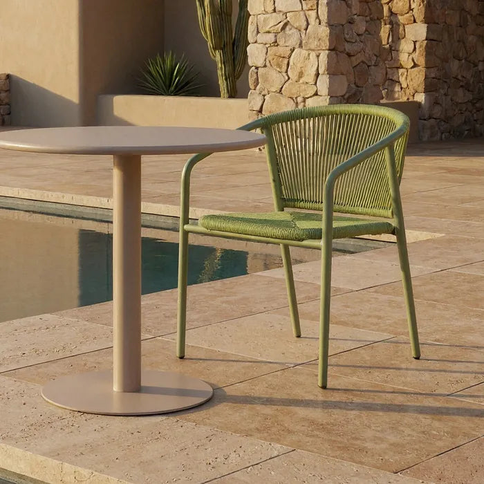Silla de Jardín apilable de Aluminio y Ratán Verde, Pack 2u
