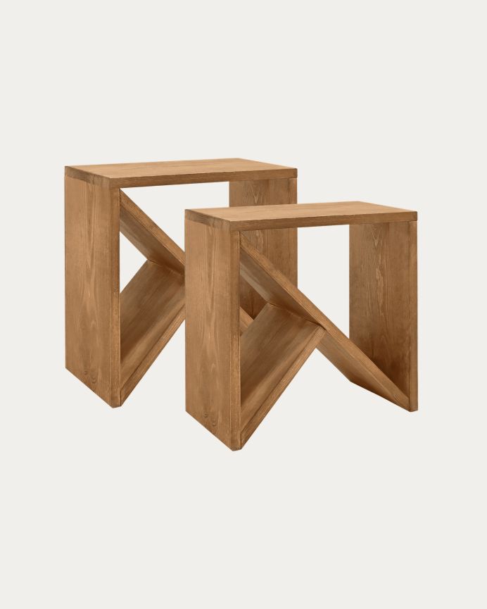Pack de 2 Mesitas de Noche de Madera Natural Maciza Tossa en varios colores y medidas