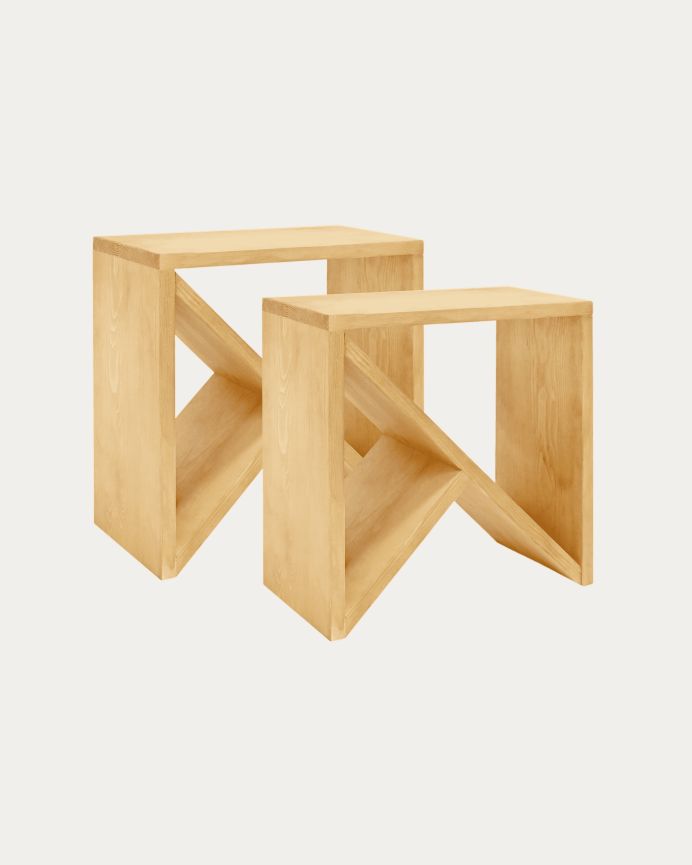 Pack de 2 Mesitas de Noche de Madera Natural Maciza Tossa en varios colores y medidas