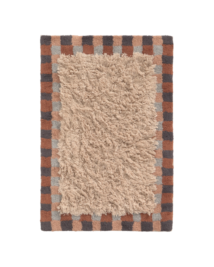 Alfombra rectangular de algodón multicolor