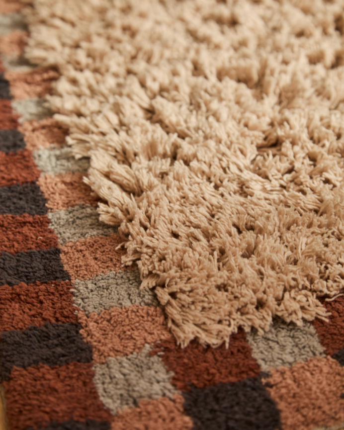 Alfombra rectangular de algodón multicolor