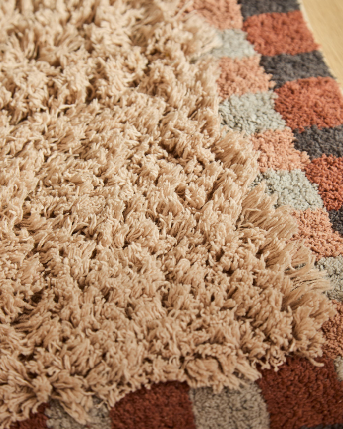 Alfombra rectangular de algodón multicolor