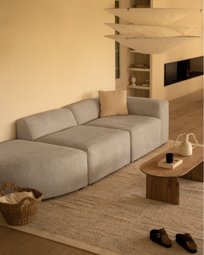 Alfombra de lana beige y negro