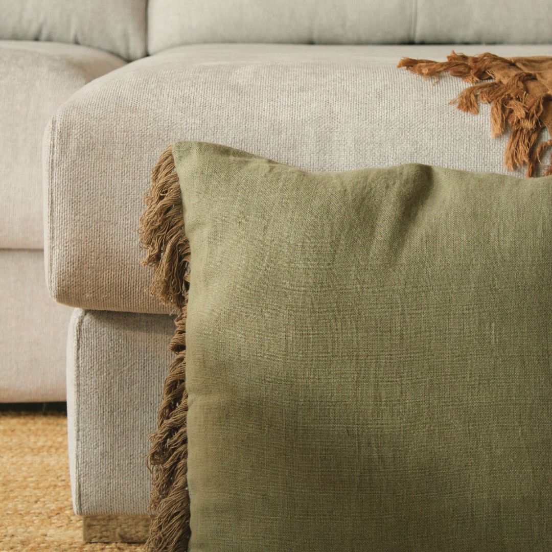 Funda Cojín Algodón Kaki 50x50cm Veleta