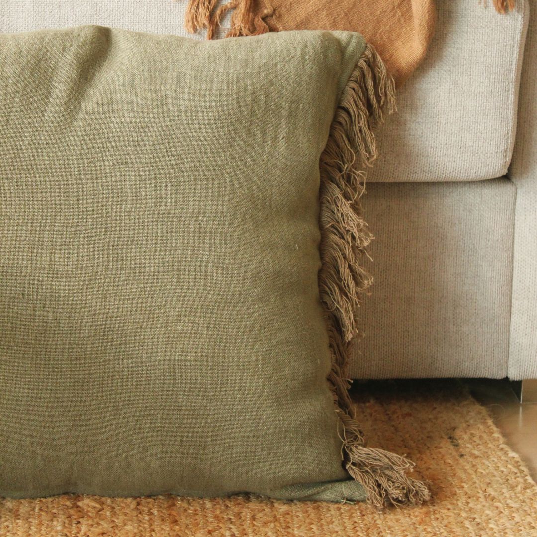 Funda Cojín Algodón Kaki 50x50cm Veleta