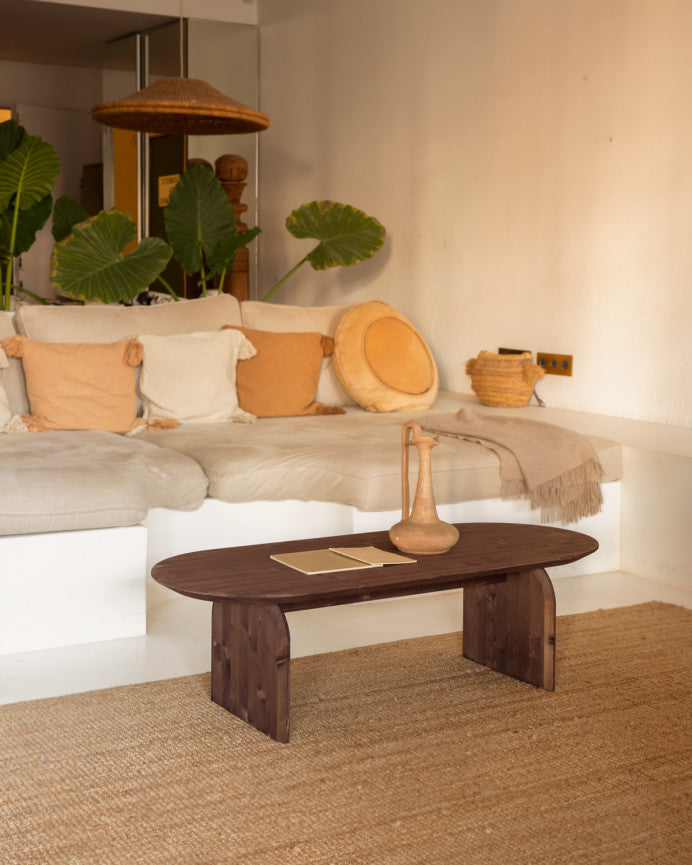 MESA DE CENTRO DE MADERA MACIZA CON SOBRE BISELADO 100/120CM EN VARIOS COLORES