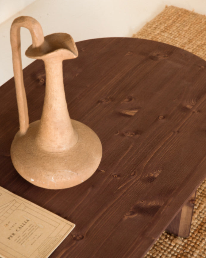 MESA DE CENTRO DE MADERA MACIZA CON SOBRE BISELADO 100/120CM EN VARIOS COLORES