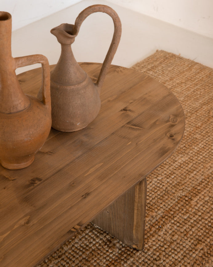 MESA DE CENTRO DE MADERA MACIZA CON SOBRE BISELADO 100/120CM EN VARIOS COLORES