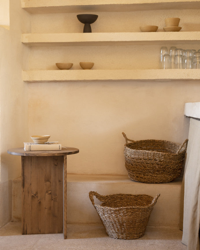 MESA AUXILIAR REDONDA DE MADERA MACIZA 50cm EN VARIOS COLORES