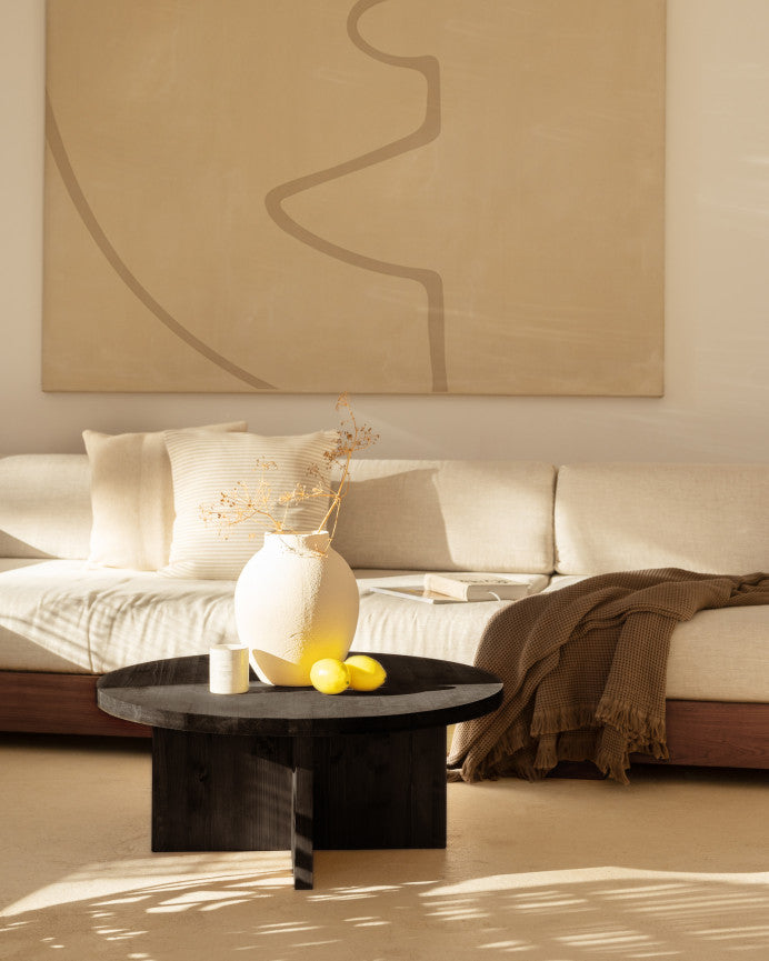 Mesa de centro redonda de madera maciza Pals en varios colores y medidas