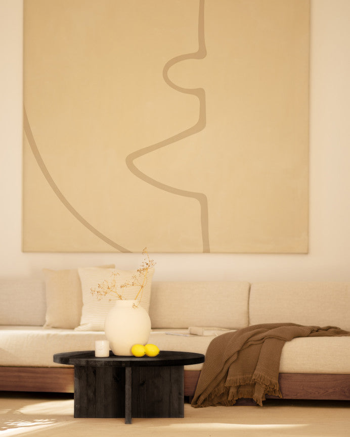 Mesa de centro redonda de madera maciza Pals en varios colores y medidas