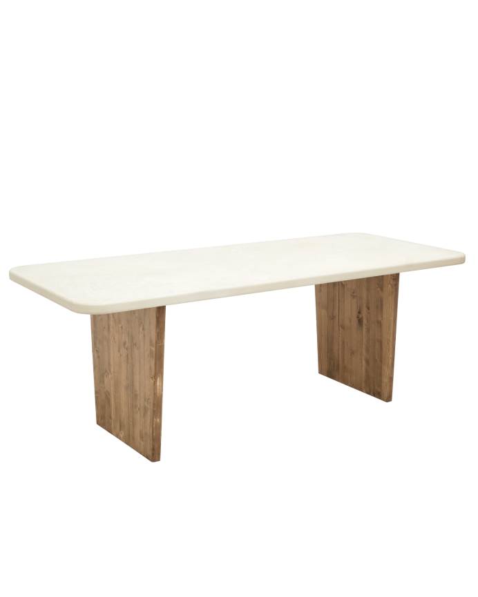 Mesa de Comedor Rectangular de Microcemento Blanco Roto