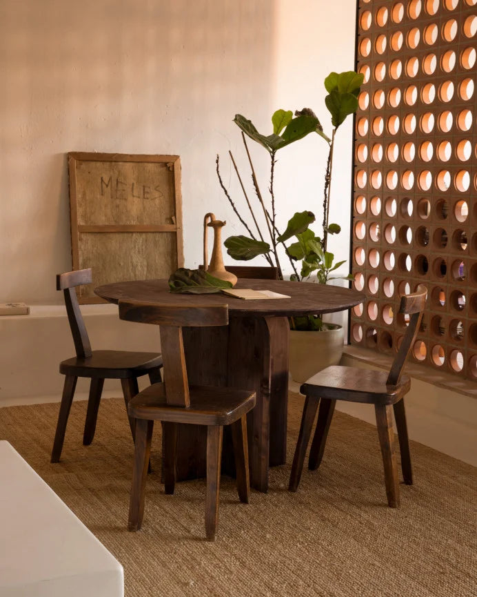 Mesa de comedor redonda de madera maciza varios colores 110cm