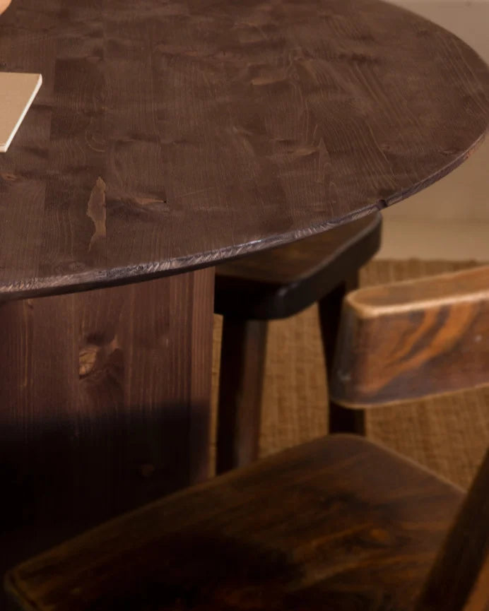 Mesa de comedor redonda de madera maciza varios colores 110cm