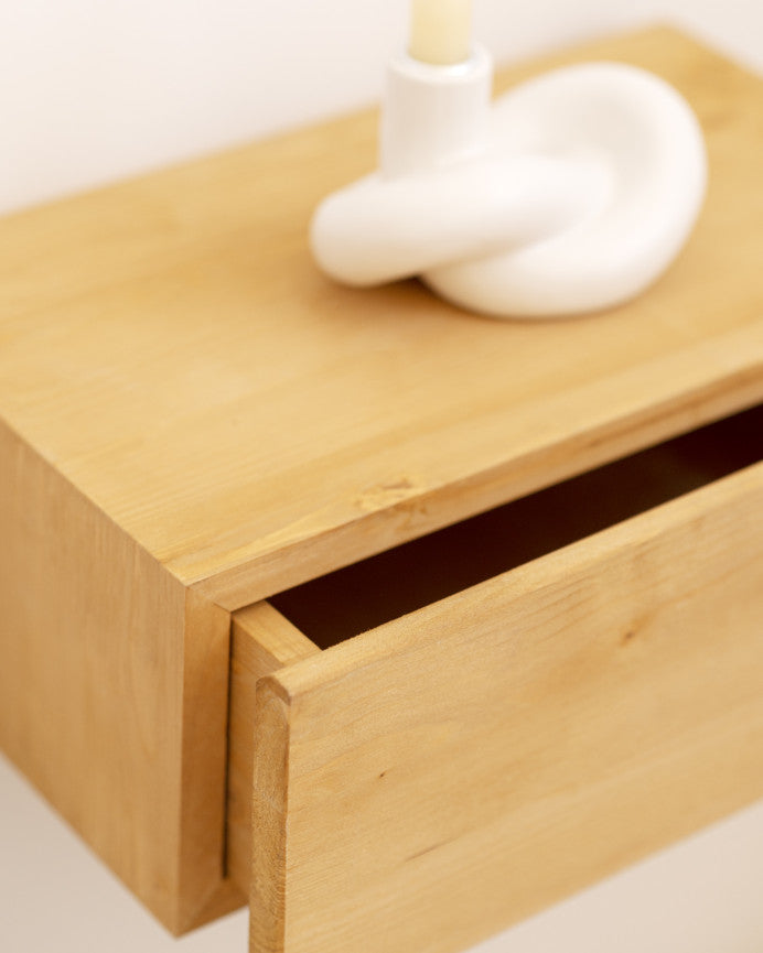 Mesita de noche s'Agaro de madera natural en varios colores