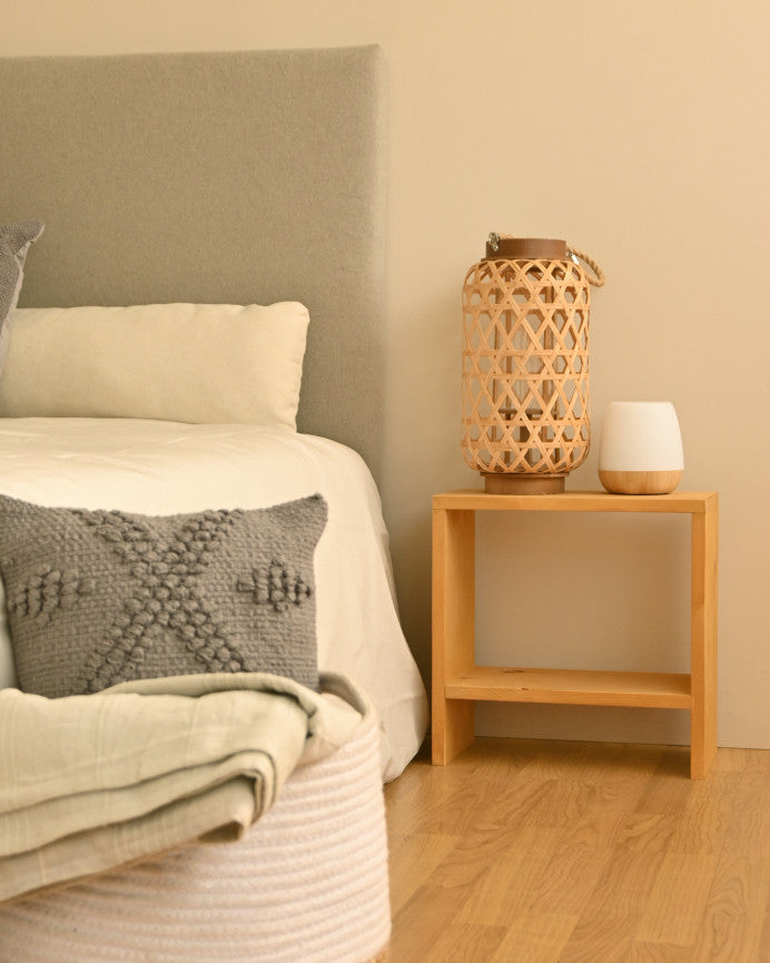 Mesita de Noche de Madera Natural Maciza Calella