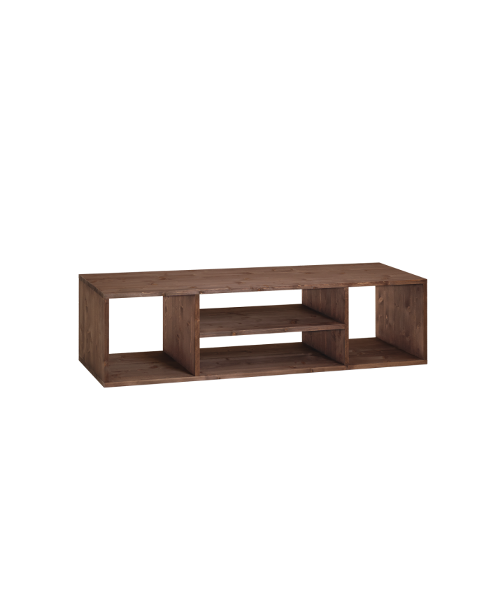Mueble TV de madera maciza en color roble medio de 160x40cm