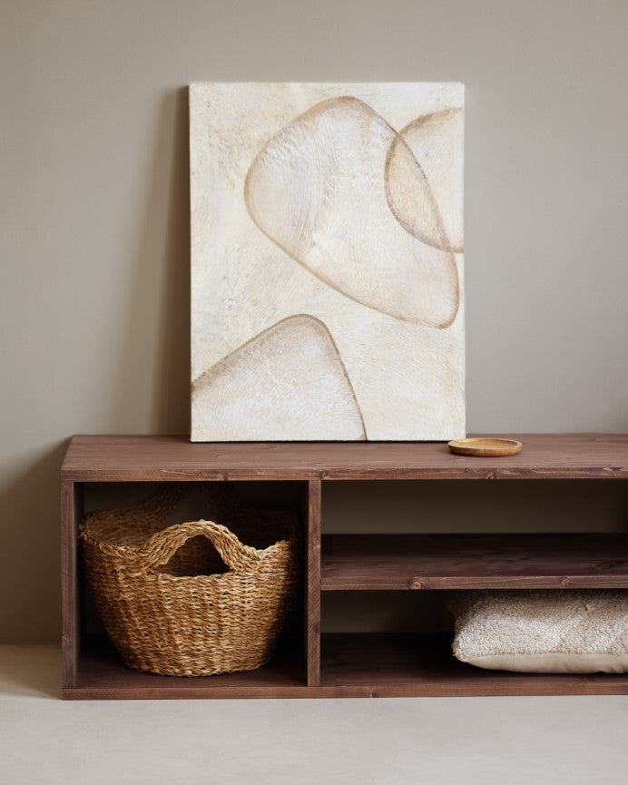 Mueble TV de madera maciza en color roble medio de 160x40cm