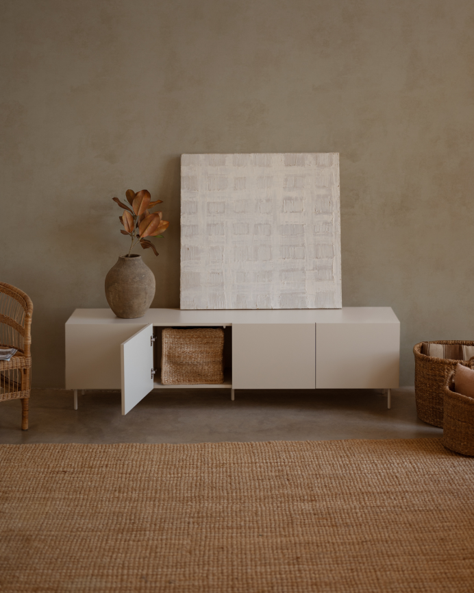 Mueble TV lacado en color arena 160x40cm