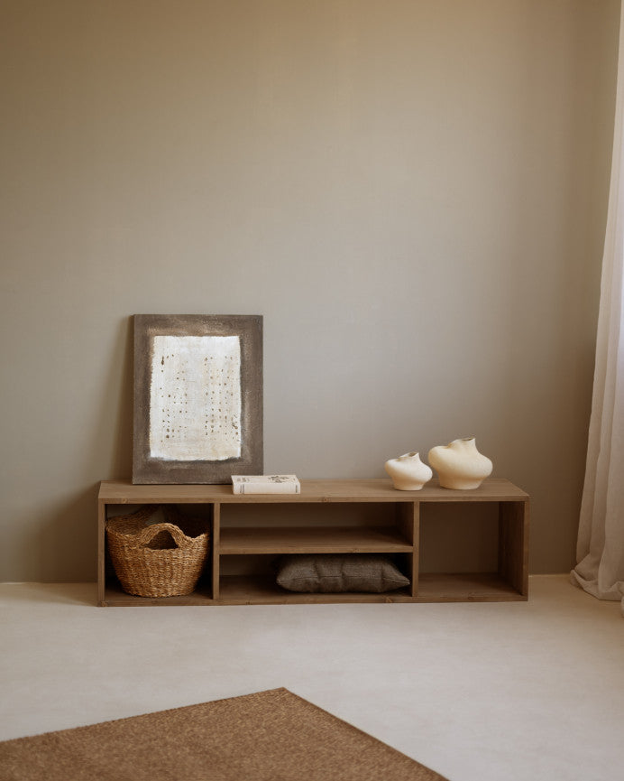 Mueble TV de madera maciza en color roble medio de 160x40cm