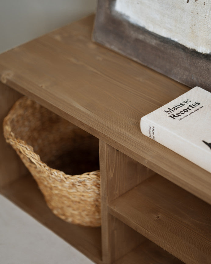 Mueble TV de madera maciza en color roble medio de 160x40cm