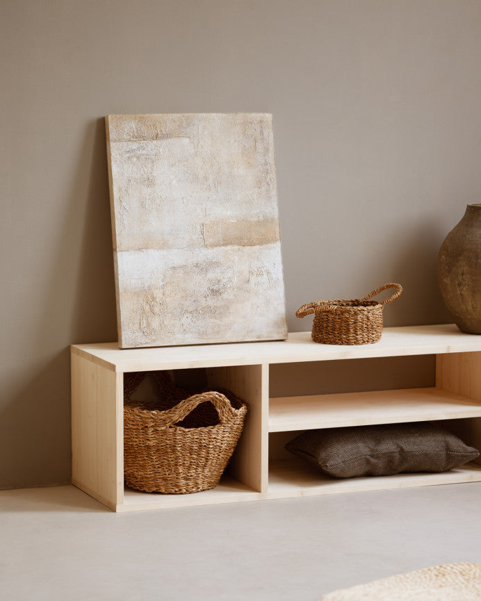 Mueble TV de madera maciza en color roble medio de 160x40cm