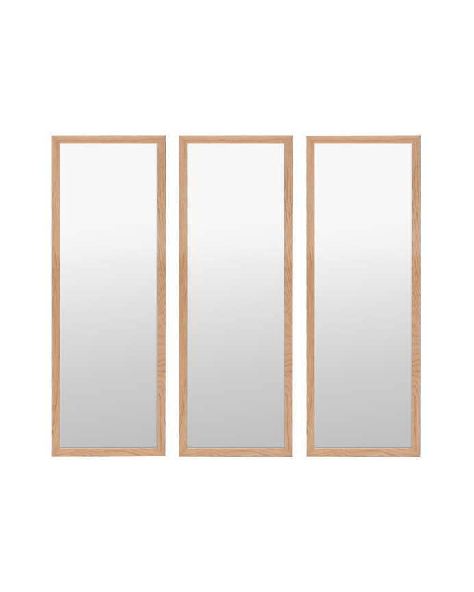 Set de 3 espejos de pared rectangulares de madera de 90x30cm