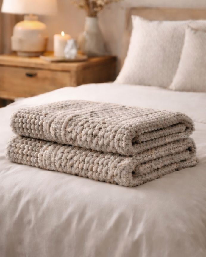 Manta de punto para sofá 130x170cm gris