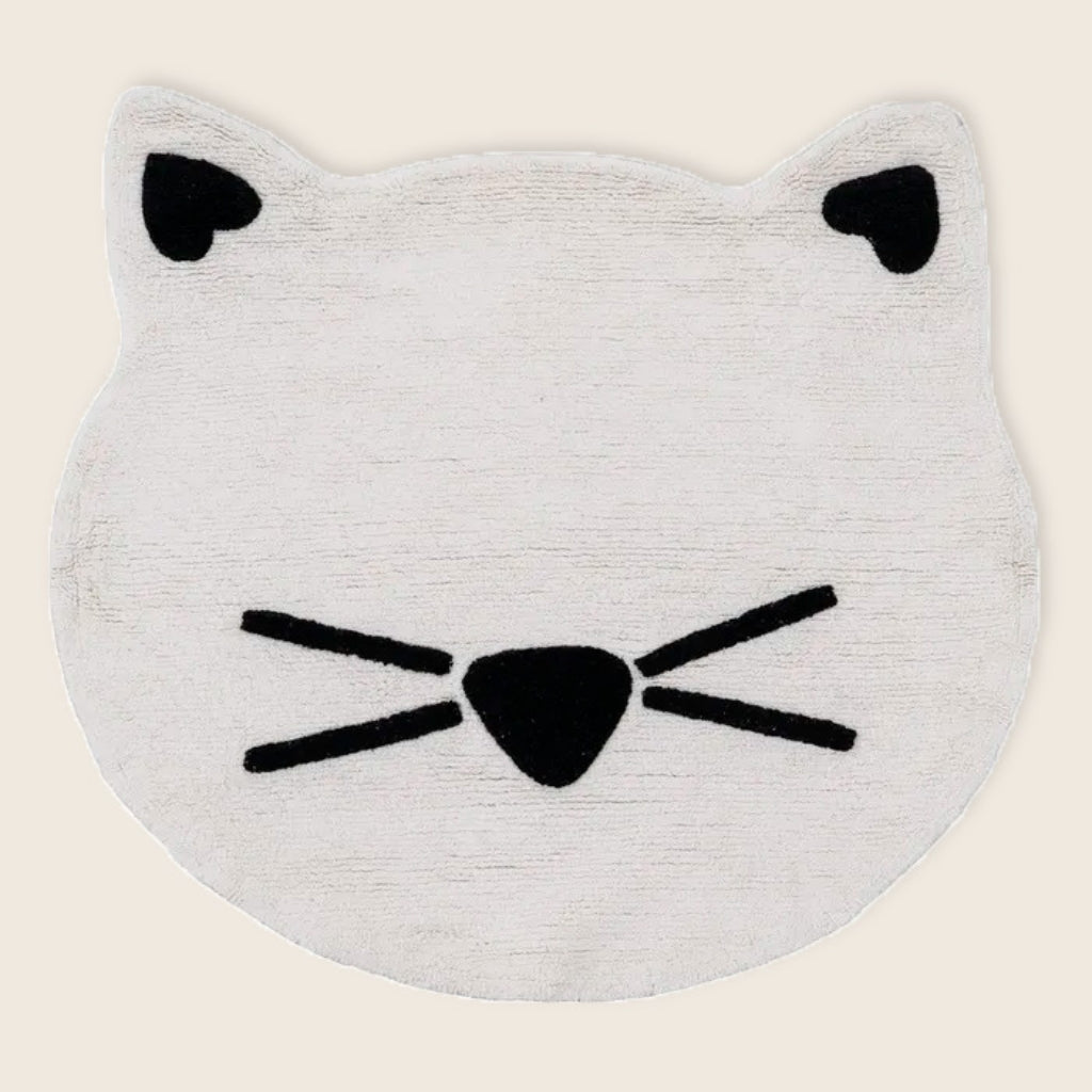 Alfombra Infantil 100% Algodón Blanco y Negro (100cm) Cat