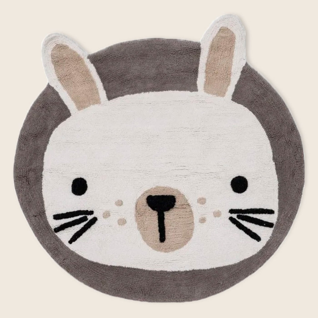 Alfombra lavadora, Infantil 100% Algodón Gris (100cm) Rabbit
