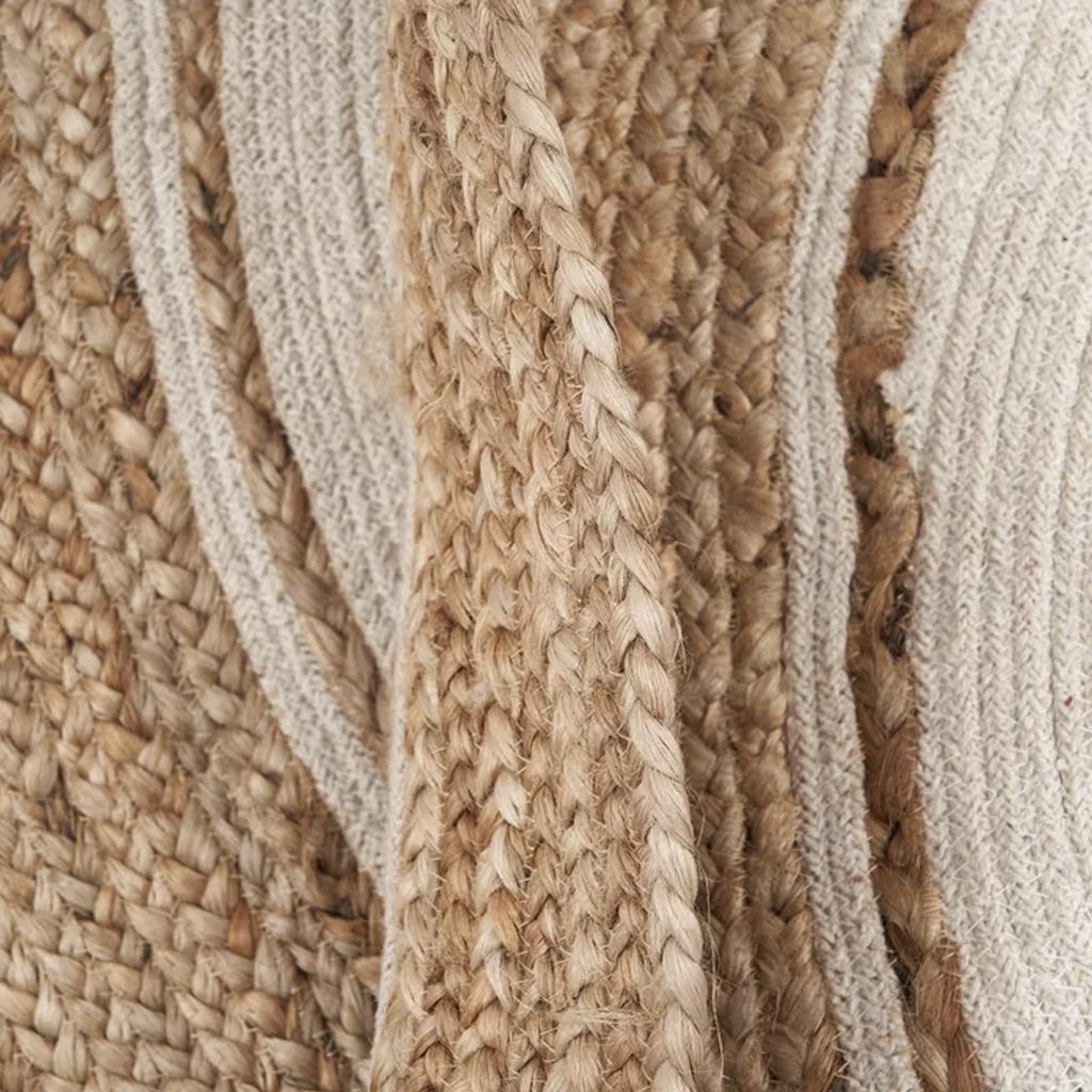 Alfombra Redonda de Yute Natural Blanca, 120 cms.