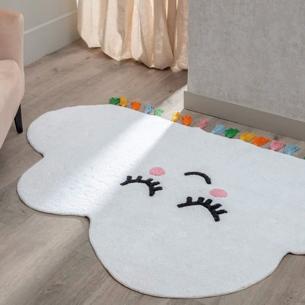 Alfombra lavadora, Infantil 100% Algodón (150x90cm) Cloud