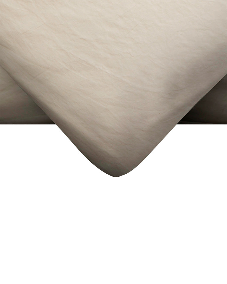 Set funda nórdica y 2 fundas de almohada de algodón y lino beige 240 x 260 cm