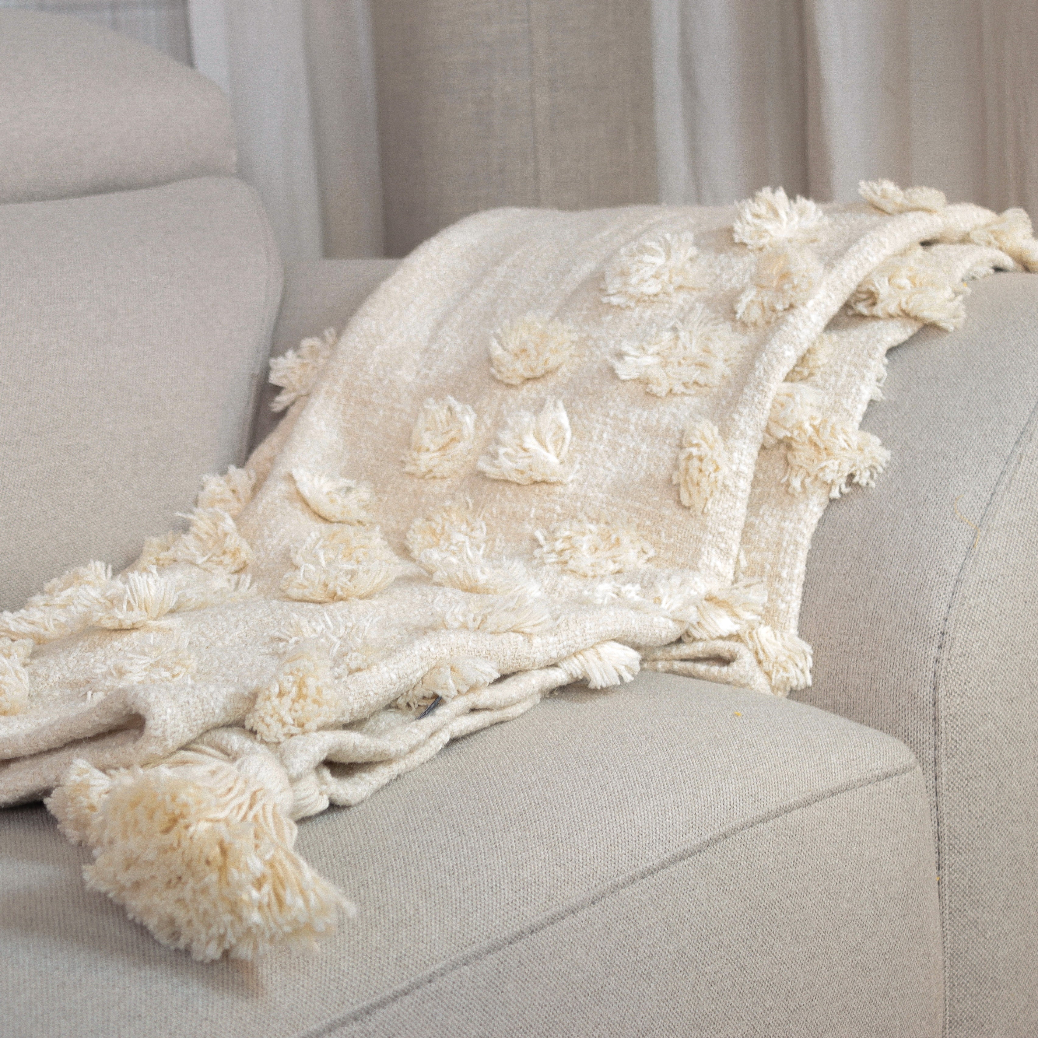 Manta Lia Throw 100% algodón natural 130x170cm