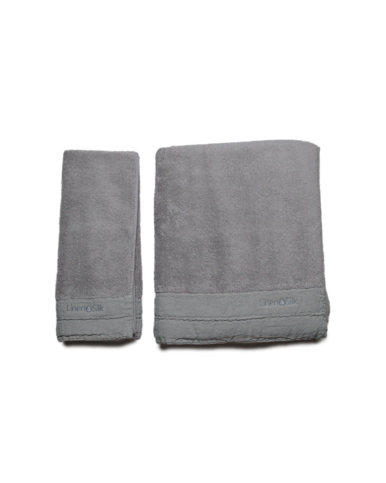 Pack de Toallas Lotus con cenefa de algodón gris
