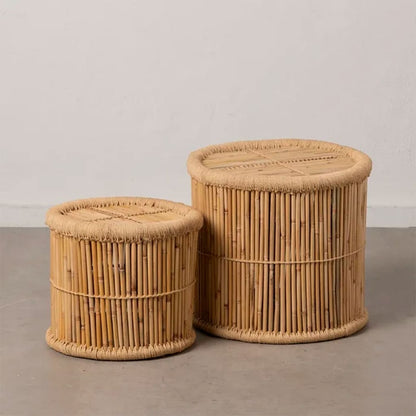 Set 2 Mesitas Auxiliares de Bambú Natural