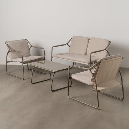 Conjunto de jardín de acero de exterior en color piedra