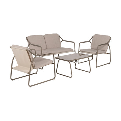 Conjunto de jardín de acero de exterior en color piedra