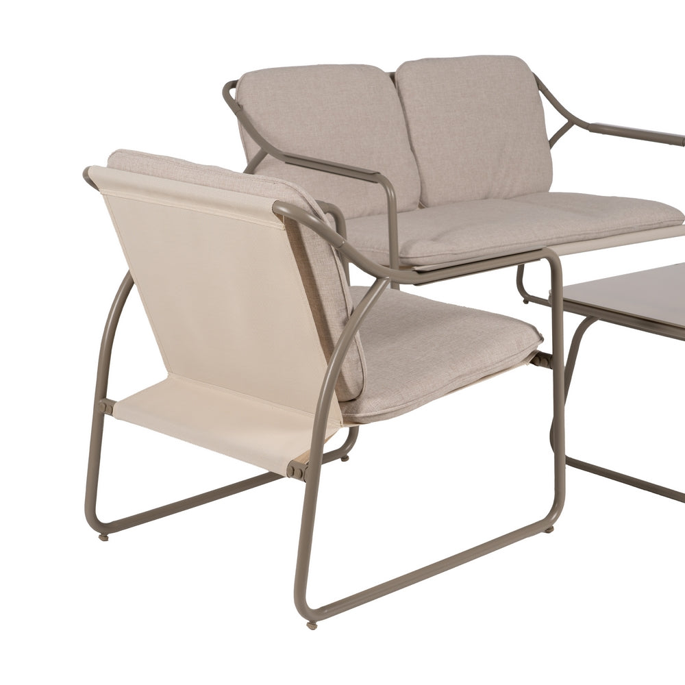 Conjunto de jardín de acero de exterior en color piedra