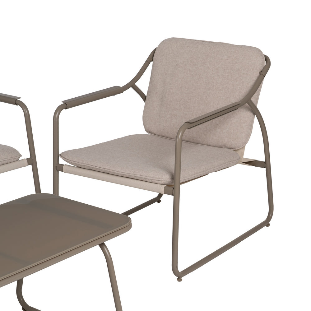 Conjunto de jardín de acero de exterior en color piedra