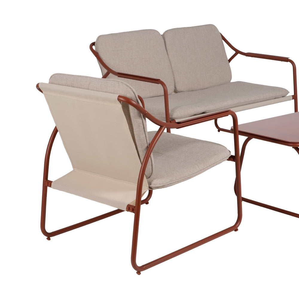 Conjunto de jardín de acero de exterior en color burdeos