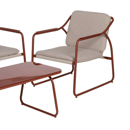 Conjunto de jardín de acero de exterior en color burdeos