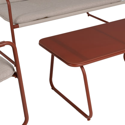 Conjunto de jardín de acero de exterior en color burdeos